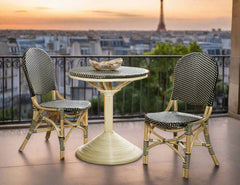 FRENCH BISTRO DINING TABLE - BLACK/BEIGE - Padma's Plantation