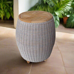 OUTDOOR PARADISE END TABLE WITH TEAK WOOD TOP - Padma's Plantation