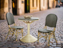 SET OF 2 - FRENCH BISTRO CHAIR - BLACK/BEIGE - Padma's Plantation