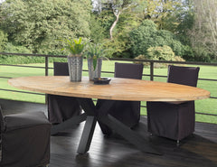 OUTDOOR CHIARA RECLAIMED TEAK OVAL DINING TABLE - Padma's Plantation
