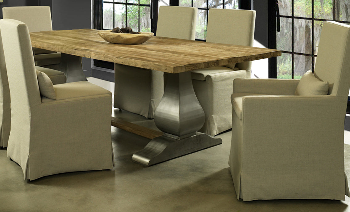 Sandspur Beach Dining Chair W/ Casters- Brushed Linen