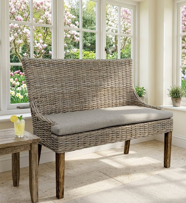 Alfresco Dining Settee – Sand Fabric or White Fabric - Padma's Plantation