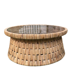 DRUM COFFEE TABLE WITH GLASS