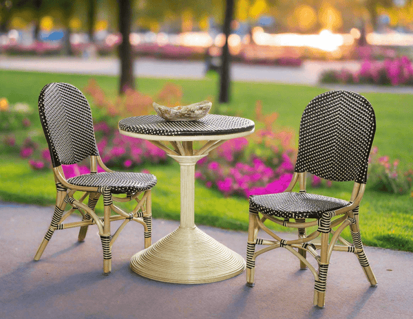 SET OF 2 - FRENCH BISTRO CHAIR - BLACK/BEIGE - Padma's Plantation