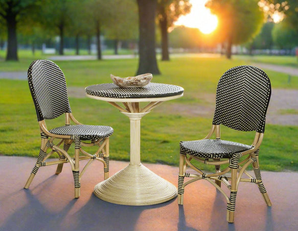 SET OF 2 - FRENCH BISTRO CHAIR - BLACK/BEIGE - Padma's Plantation