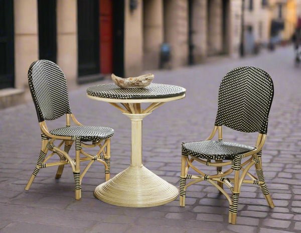 SET OF 2 - FRENCH BISTRO CHAIR - BLACK/BEIGE - Padma's Plantation