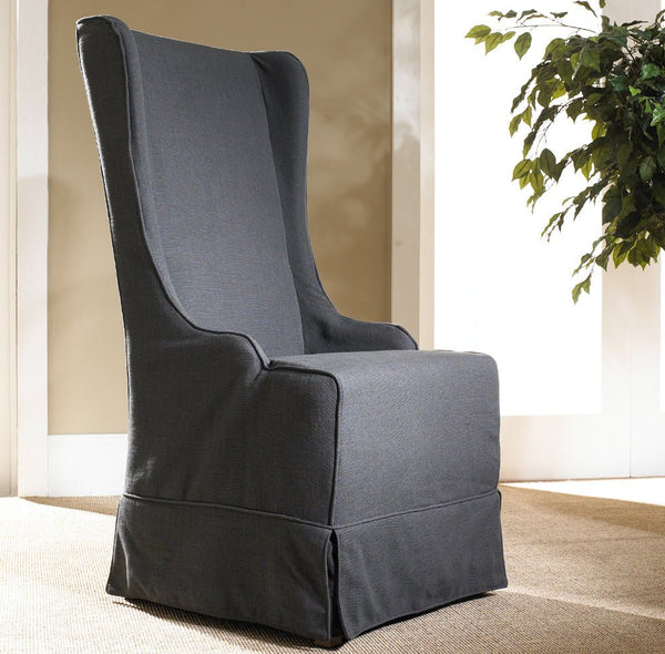 Atlantic Beach Wing Dining Chair - Slipcover only - Charcoal Linen - Padma's Plantation
