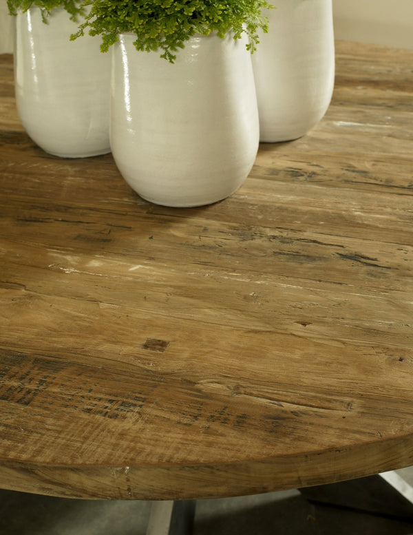 EMILY ROUND RECYCLED TEAK WOOD DINING TABLE - 59