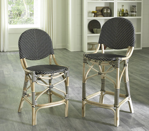 FRENCH BISTRO COUNTER STOOL - BLACK/BEIGE - Padma's Plantation