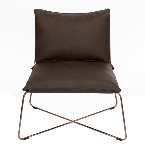 MODERNE LOUNGE CHAIR - DARK BROWN LEATHER - Padma's Plantation