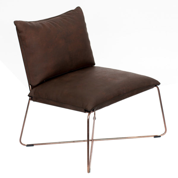 MODERNE LOUNGE CHAIR - DARK BROWN LEATHER - Padma's Plantation