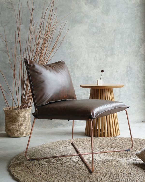 MODERNE LOUNGE CHAIR - DARK BROWN LEATHER - Padma's Plantation