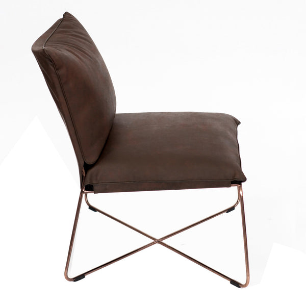 MODERNE LOUNGE CHAIR - DARK BROWN LEATHER - Padma's Plantation
