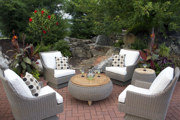 OUTDOOR PARADISE OTTOMAN WITH TEAK WOOD TOP - Padma's Plantation