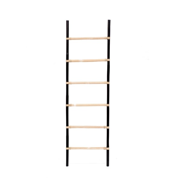 RATTAN DECORATIVE LADDER - BLACK/NATURAL - Padma's Plantation