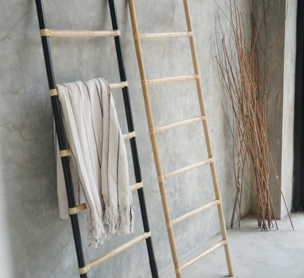 RATTAN DECORATIVE LADDER - BLACK/NATURAL - Padma's Plantation
