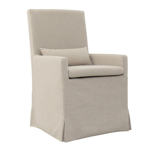SANDSPUR BEACH ARM DINING CHAIR - WITH CASTERS - BRUSHED LINEN - Padma's Plantation
