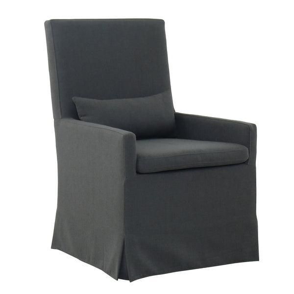 SANDSPUR BEACH ARM DINING CHAIR - WITH CASTERS - CHARCOAL GREY - Padma's Plantation